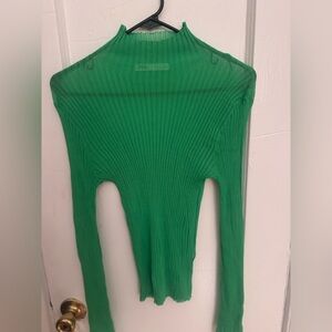 Zara Vibrant Green Ribbed Knit Top